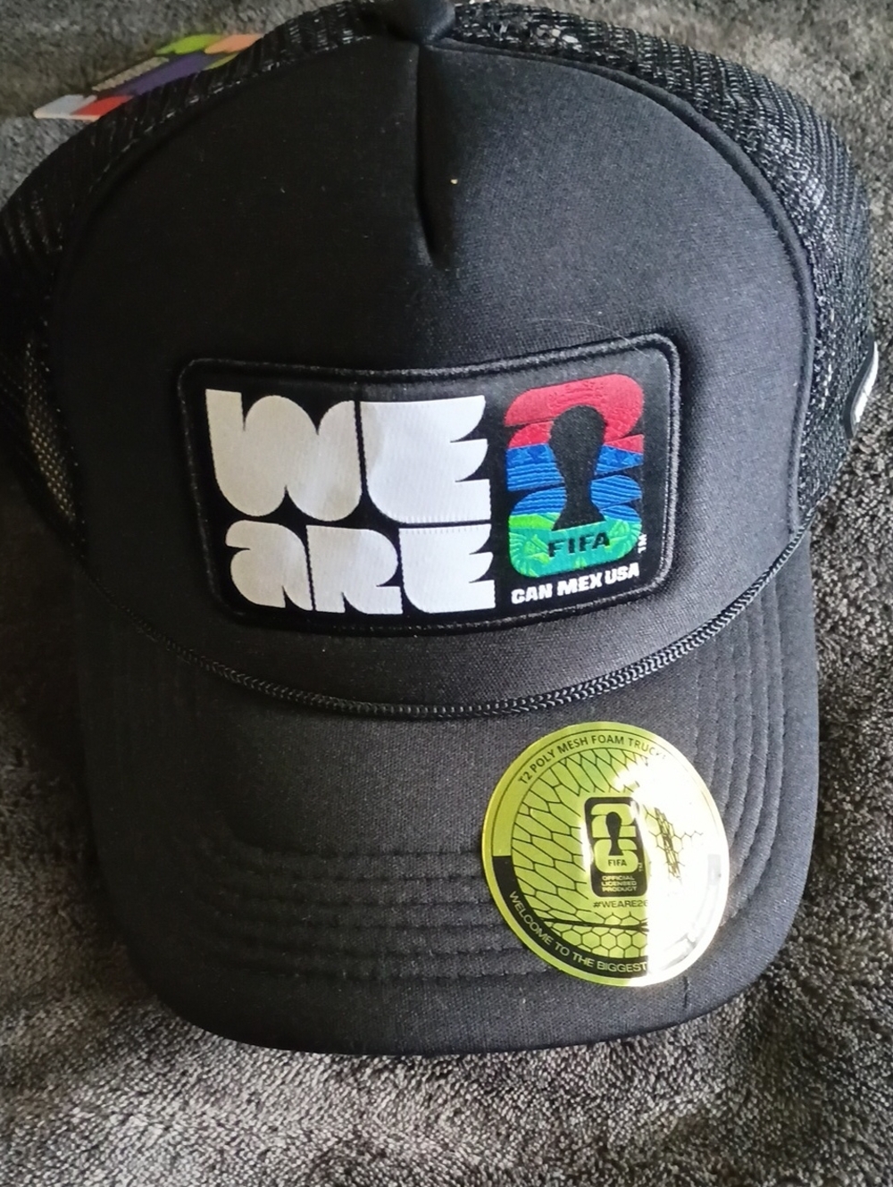 WE ARE Black Trucker Hat with FIFA Patch